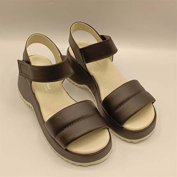 Hera Siyah Deri Dolgu Topuk Sandalet - 2