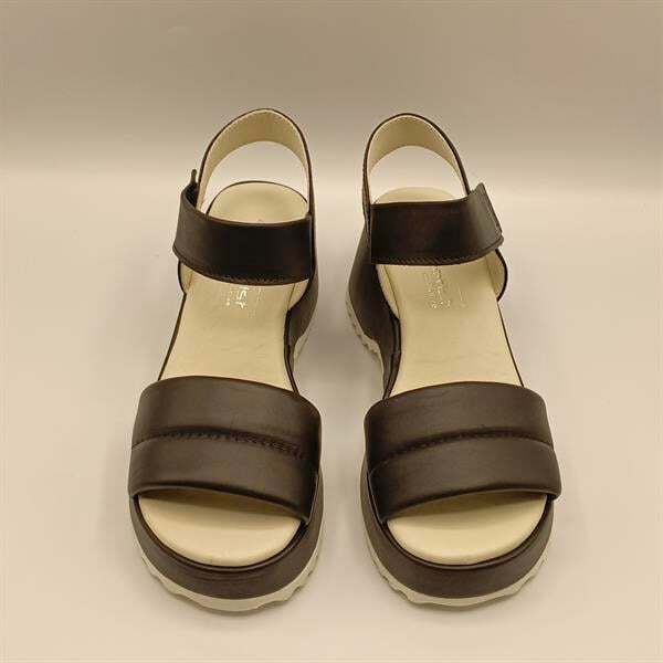 Hera Siyah Deri Dolgu Topuk Sandalet - 3