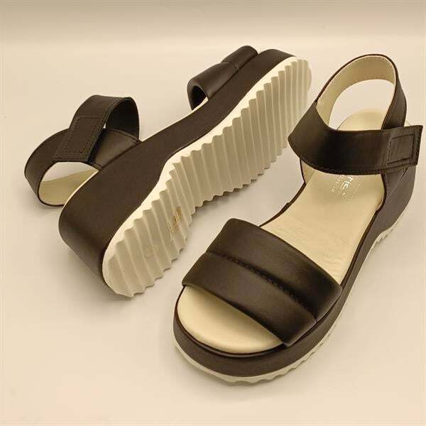 Hera Siyah Deri Dolgu Topuk Sandalet - 5