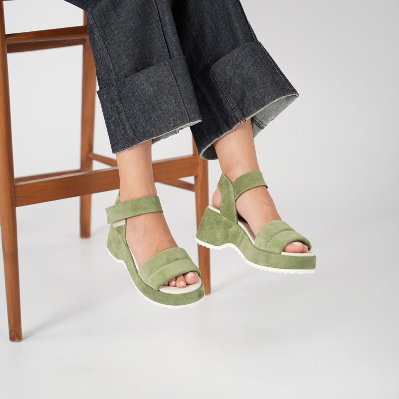 Hera Yeşil Süet Dolgu Topuk Sandalet - 1