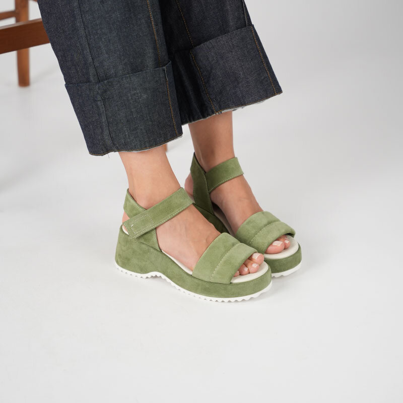 Hera Yeşil Süet Dolgu Topuk Sandalet - 3