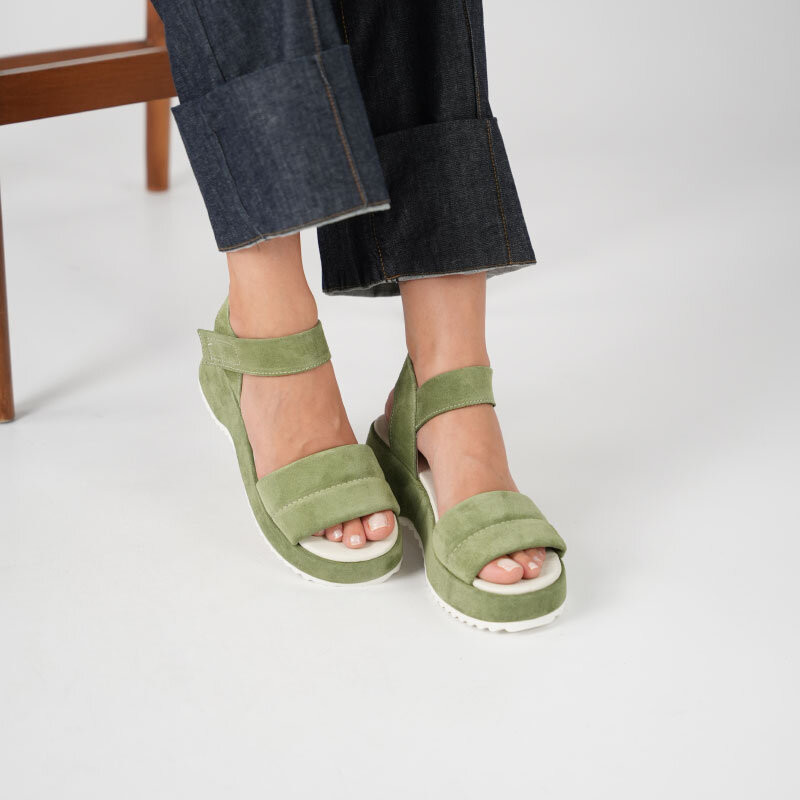 Hera Yeşil Süet Dolgu Topuk Sandalet - 2