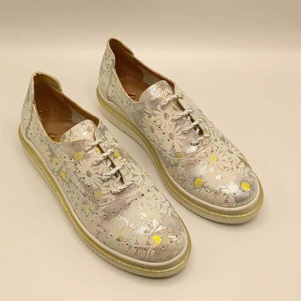 Jenny Gümüş Deri Çiçek Desenli Kadın Sneaker - 2
