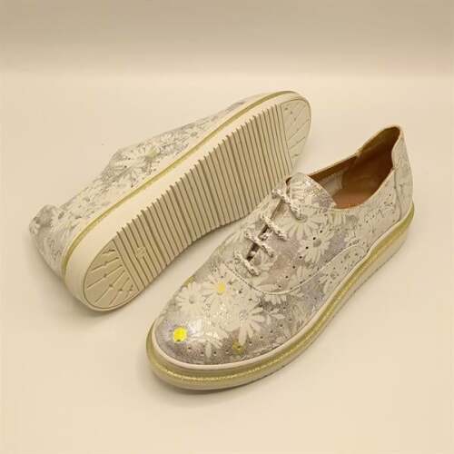 Jenny Gümüş Deri Çiçek Desenli Kadın Sneaker - 5