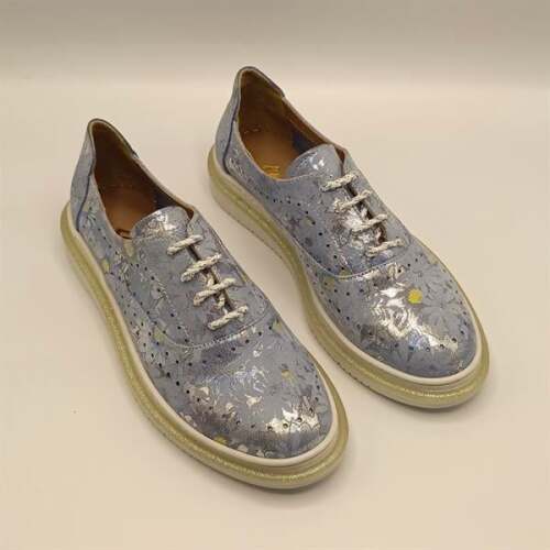 Jenny Mavi Deri Çiçek Desenli Kadın Sneaker - 2