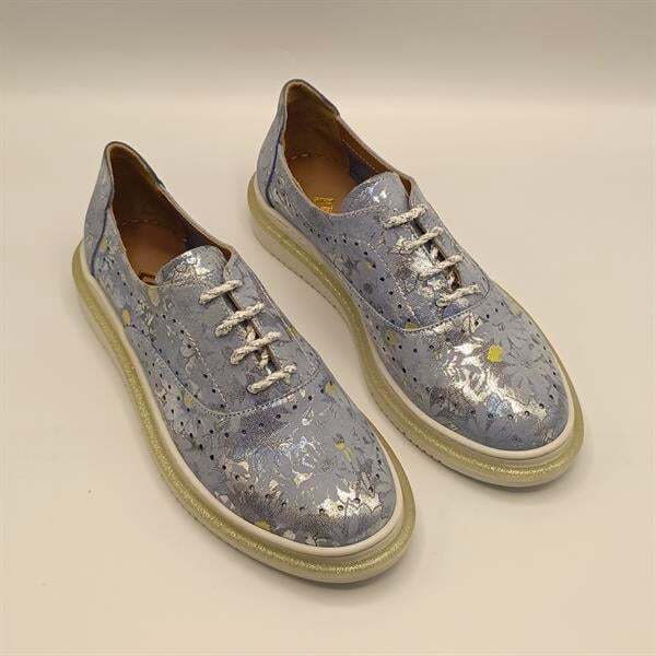 Jenny Mavi Deri Çiçek Desenli Kadın Sneaker - 2