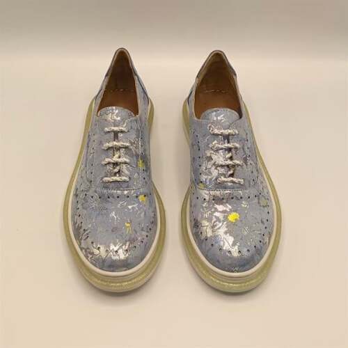 Jenny Mavi Deri Çiçek Desenli Kadın Sneaker - 3