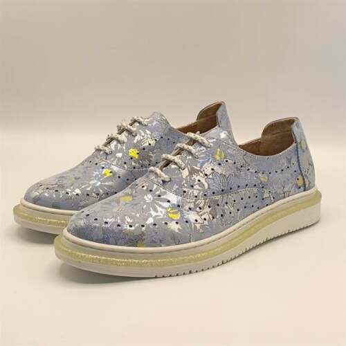 Jenny Mavi Deri Çiçek Desenli Kadın Sneaker - 4