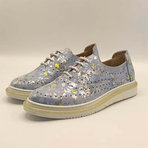 Jenny Mavi Deri Çiçek Desenli Kadın Sneaker - 4