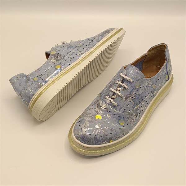 Jenny Mavi Deri Çiçek Desenli Kadın Sneaker - 5