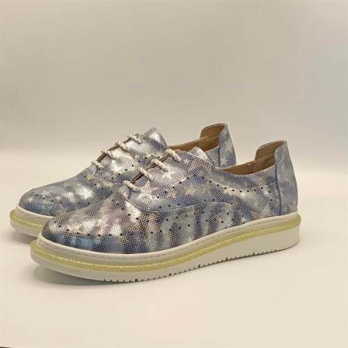 Jenny Mavi Deri Yıldız Desenli Kadın Sneaker - 4