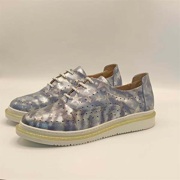 Jenny Mavi Deri Yıldız Desenli Kadın Sneaker - 4