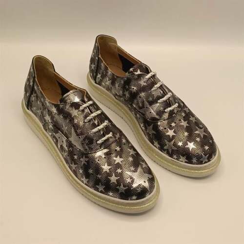 Jenny Siyah Deri  Yıldız Desenli Kadın Sneaker - 2