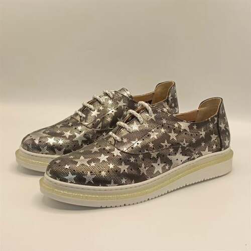 Jenny Siyah Deri  Yıldız Desenli Kadın Sneaker - 4