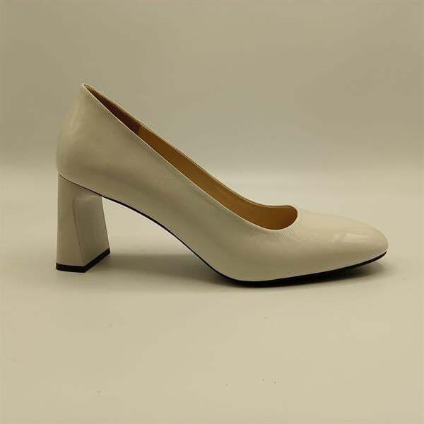Kaila Krem Deri Kalın Topuklu Kadın Ayakkabı - 1