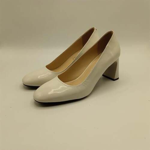 Kaila Krem Deri Kalın Topuklu Kadın Ayakkabı - 4