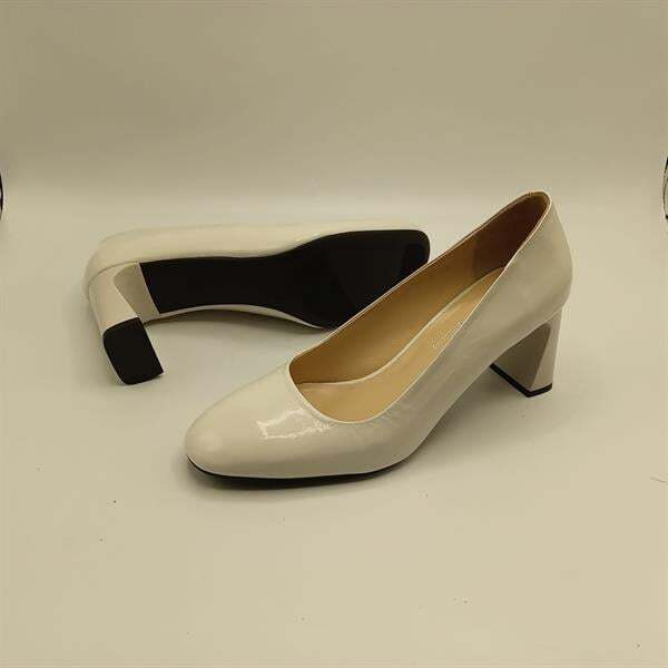 Kaila Krem Deri Kalın Topuklu Kadın Ayakkabı - 5