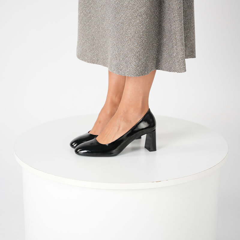 Kaila Siyah Deri Kalın Topuklu Kadın Ayakkabı - 3