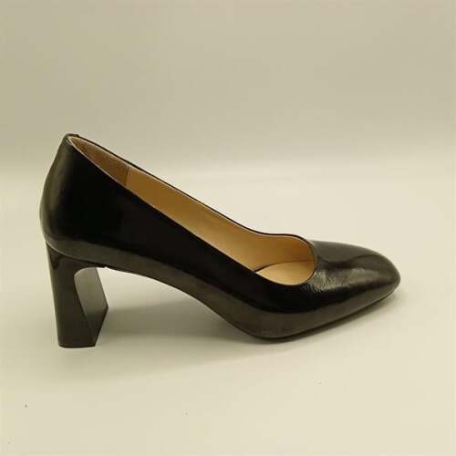 Kaila Siyah Deri Kalın Topuklu Kadın Ayakkabı