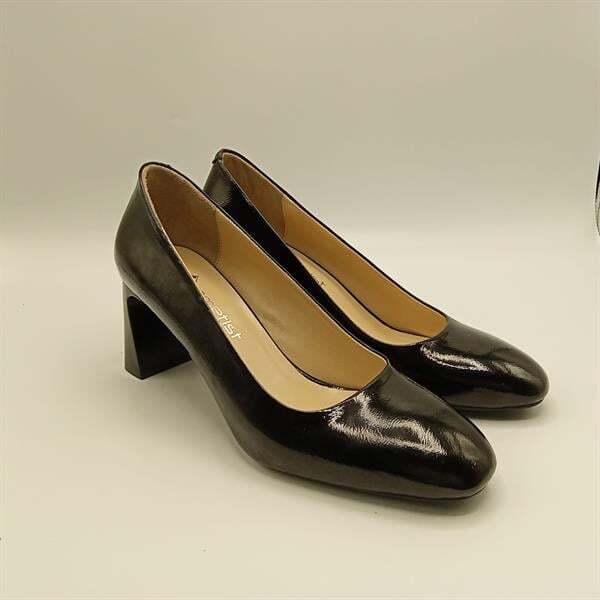 Kaila Siyah Deri Kalın Topuklu Kadın Ayakkabı - 2