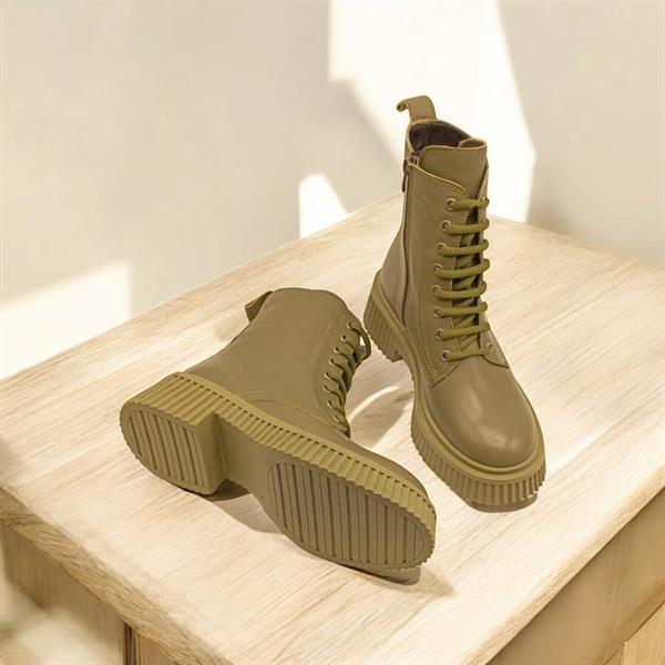 Khaki Haki Deri Kadın Postal - 1