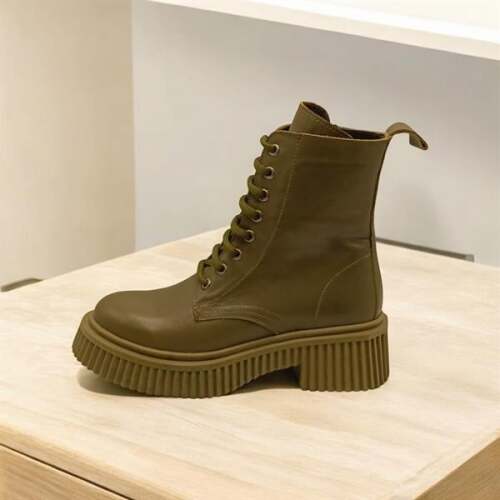 Khaki Haki Deri Kadın Postal - 2