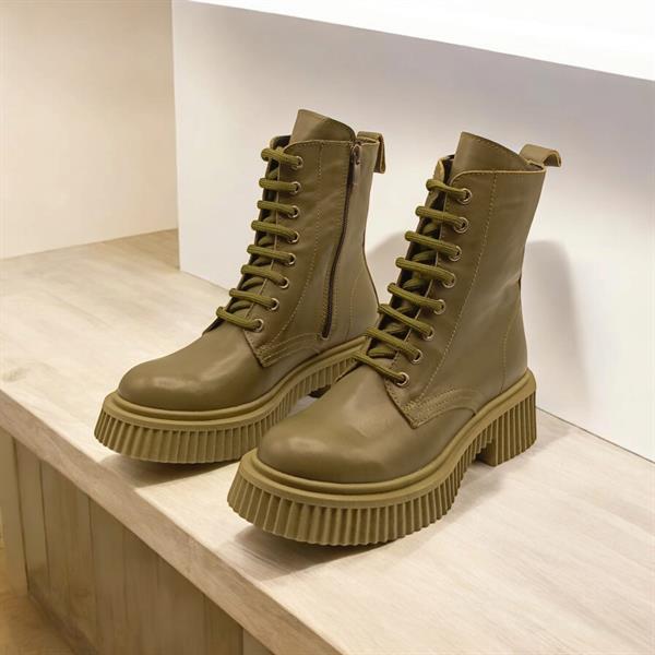 Khaki Haki Deri Kadın Postal - 4