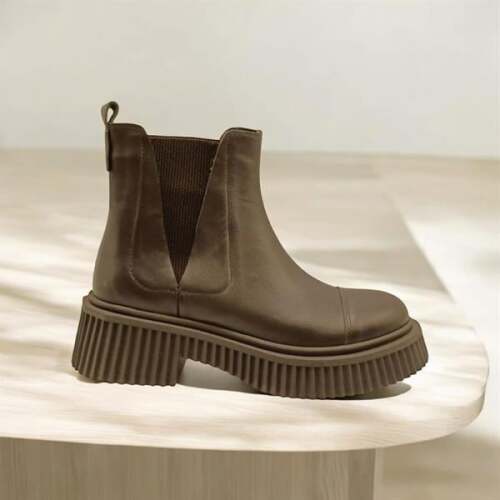 Lizbon Siyah Deri Kadın Bot - 1