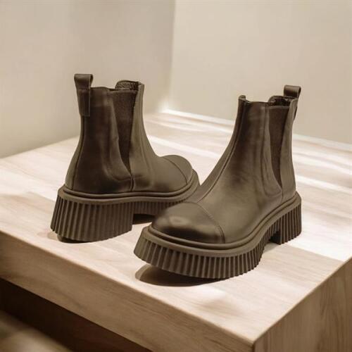 Lizbon Siyah Deri Kadın Bot - 5