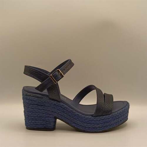 Lonna Lacivert Deri Dolgu Topuk Sandalet