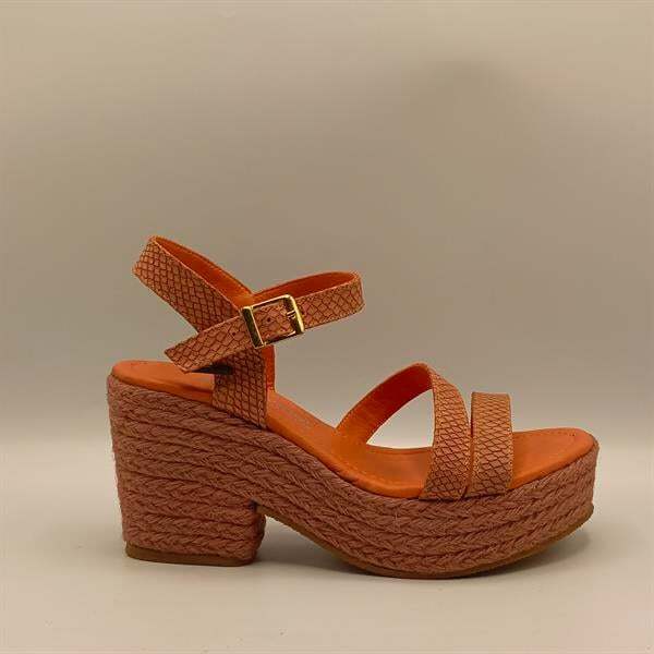 Lonna Narçiçeği Deri Dolgu Topuk Kadın Sandalet - 1