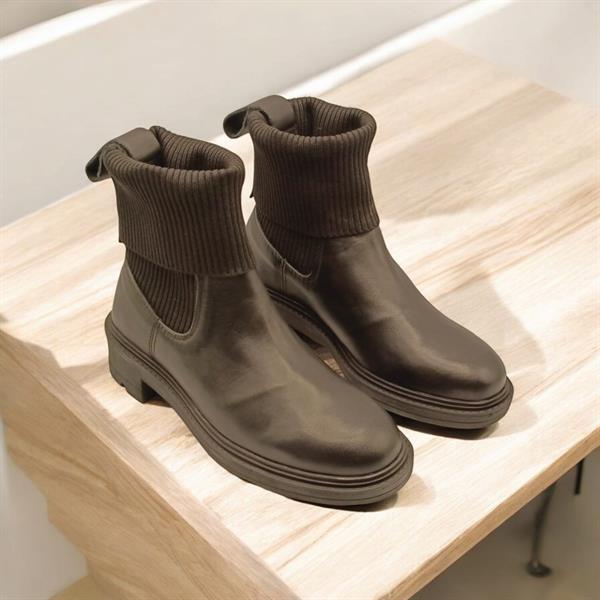 Marin Siyah Deri Kadın Chelsea Bot - 2