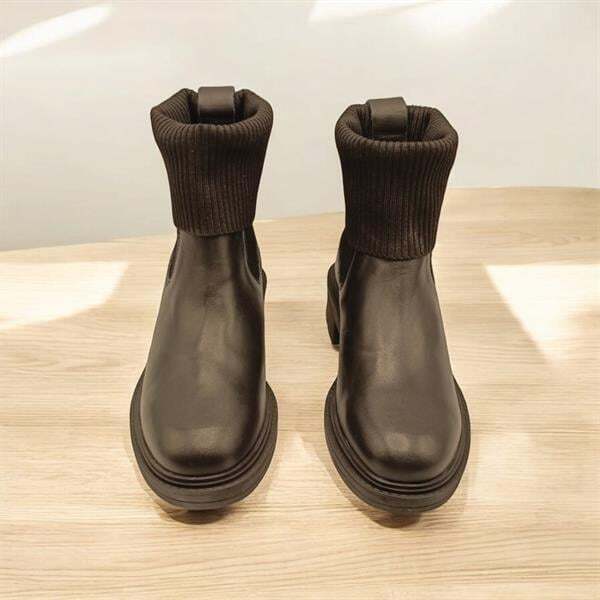 Marin Siyah Deri Kadın Chelsea Bot - 3