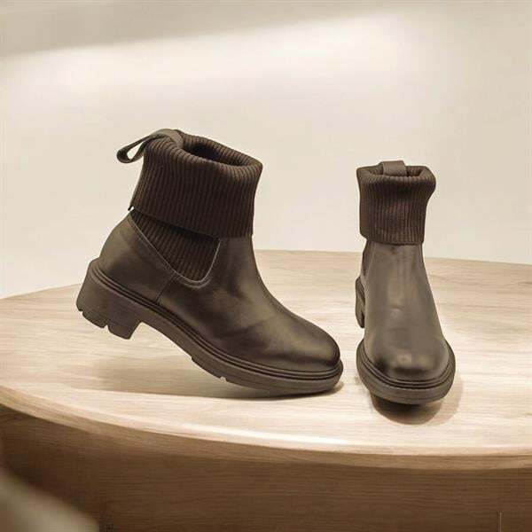 Marin Siyah Deri Kadın Chelsea Bot - 4