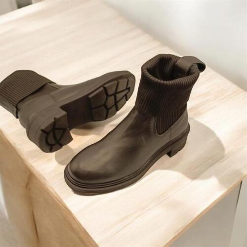 Marin Siyah Deri Kadın Chelsea Bot - 5