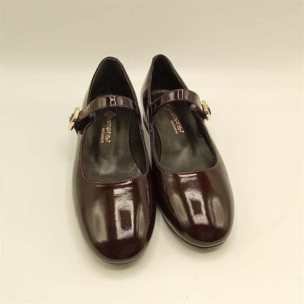 Marry Bordo Parlak Deri Küt Burun Kısa Topuklu Kadın Ayakkabı - 3