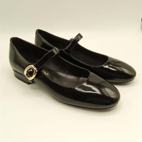 Marry Siyah Parlak Deri Küt Burun Kısa Topuklu Kadın Ayakkabı