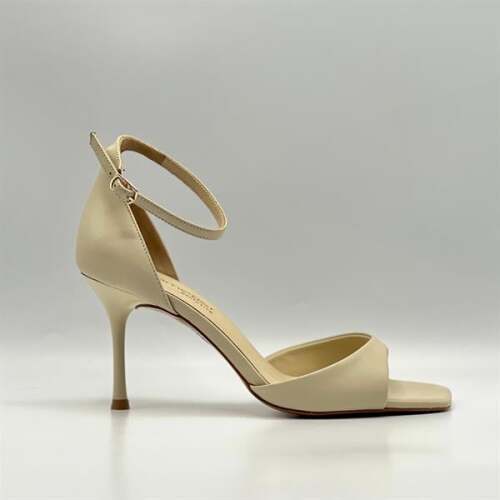 Marta %100 Gerçek Deri Bej Topuklu Sandalet – Milano Ökçe, Neolit Taban