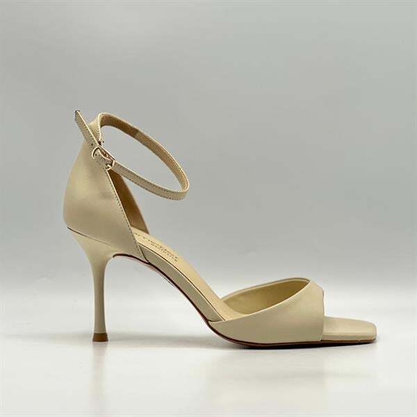 Marta %100 Gerçek Deri Bej Topuklu Sandalet – Milano Ökçe, Neolit Taban - 1