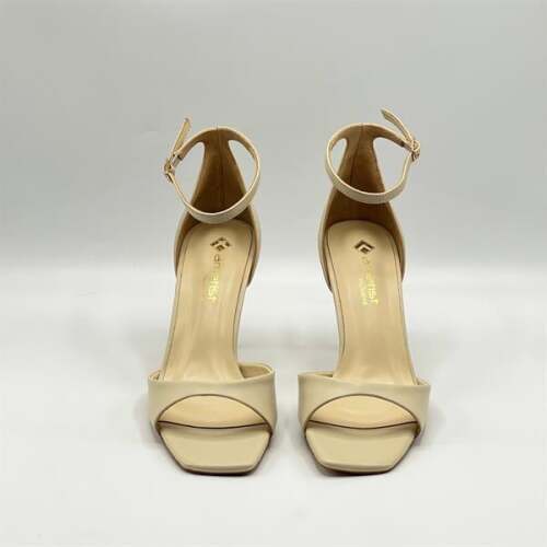 Marta %100 Gerçek Deri Bej Topuklu Sandalet – Milano Ökçe, Neolit Taban - 3