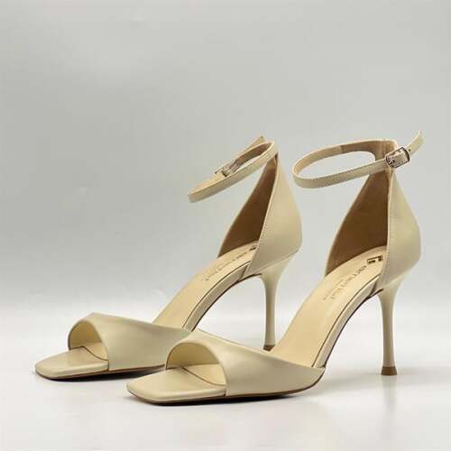 Marta %100 Gerçek Deri Bej Topuklu Sandalet – Milano Ökçe, Neolit Taban - 4