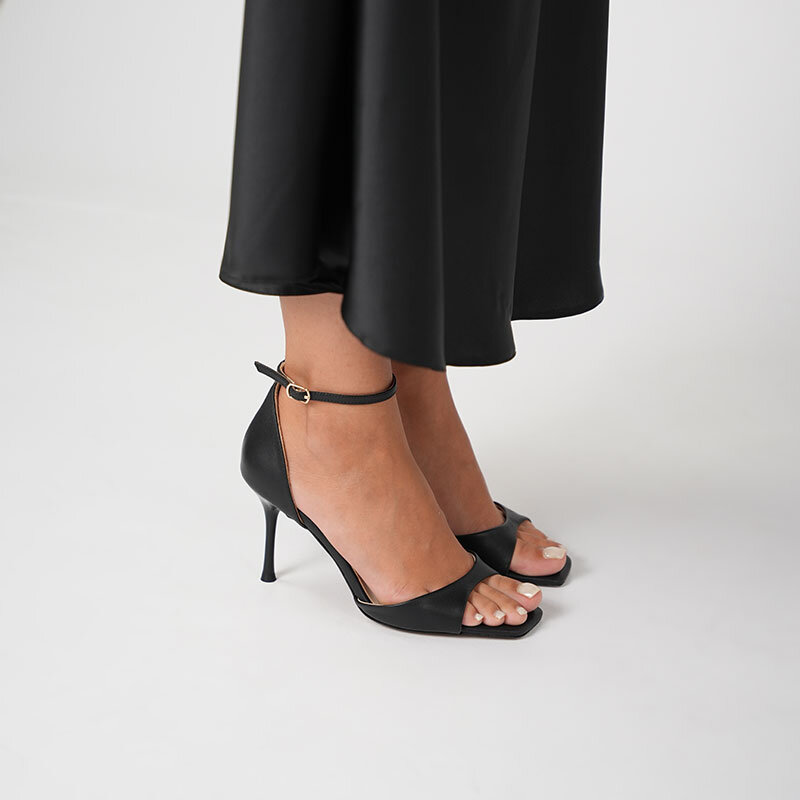 Marta %100 Gerçek Deri Siyah Topuklu Sandalet – Milano Ökçe, Neolit Taban - 1