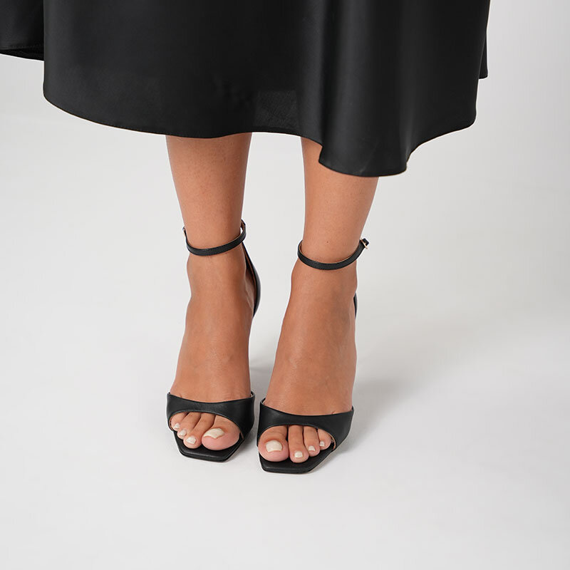 Marta %100 Gerçek Deri Siyah Topuklu Sandalet – Milano Ökçe, Neolit Taban - 4