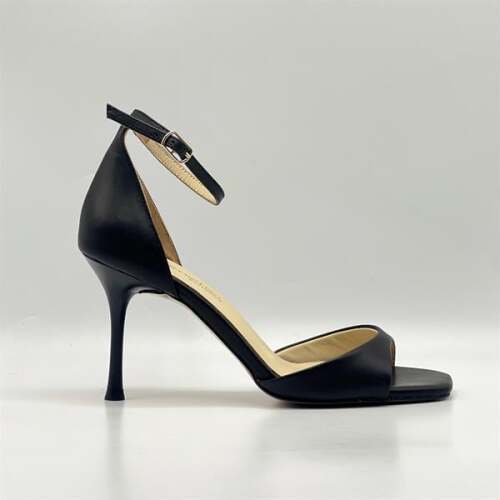 Marta %100 Gerçek Deri Siyah Topuklu Sandalet – Milano Ökçe, Neolit Taban