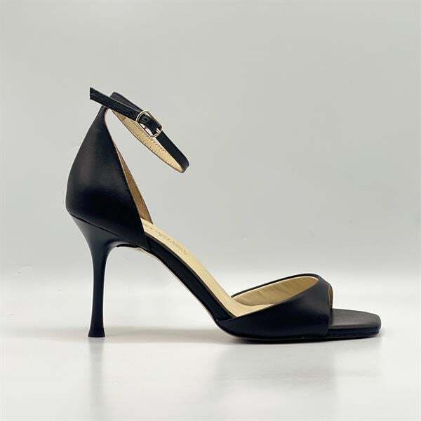 Marta %100 Gerçek Deri Siyah Topuklu Sandalet – Milano Ökçe, Neolit Taban - 1