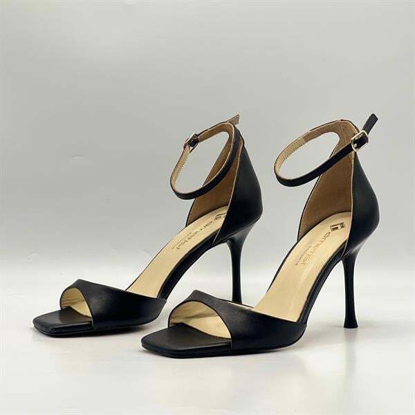 Marta %100 Gerçek Deri Siyah Topuklu Sandalet – Milano Ökçe, Neolit Taban - 4