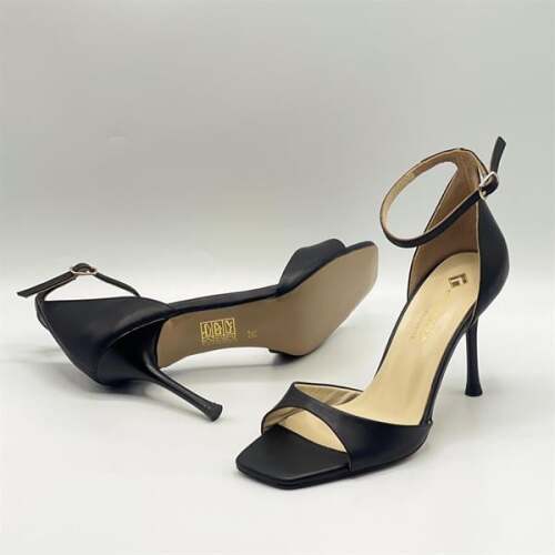 Marta %100 Gerçek Deri Siyah Topuklu Sandalet – Milano Ökçe, Neolit Taban - 5