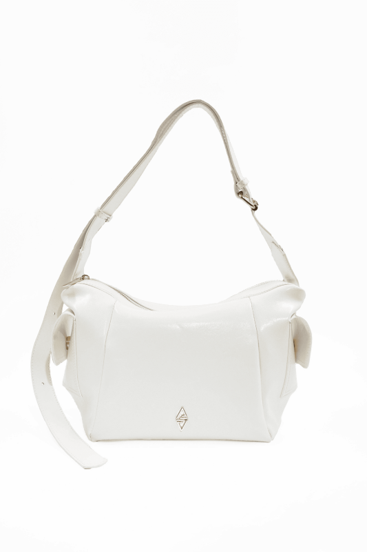 Martina Beyaz Kırışık Mat Rugan Kadın Omuz Ve Çapraz Çantası - 2