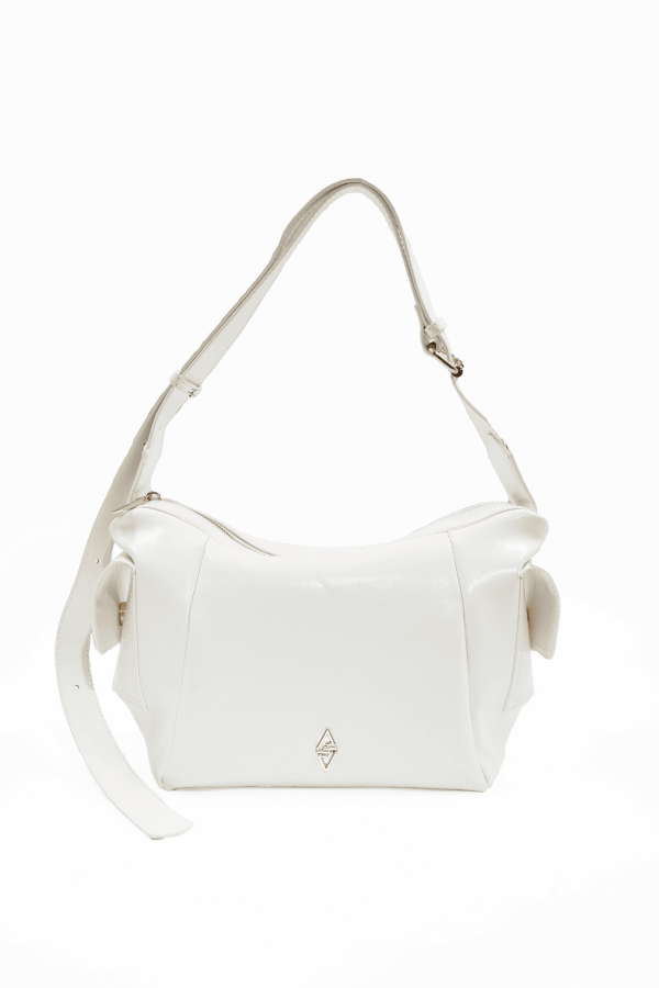 Martina Beyaz Kırışık Mat Rugan Kadın Omuz Ve Çapraz Çantası - 2
