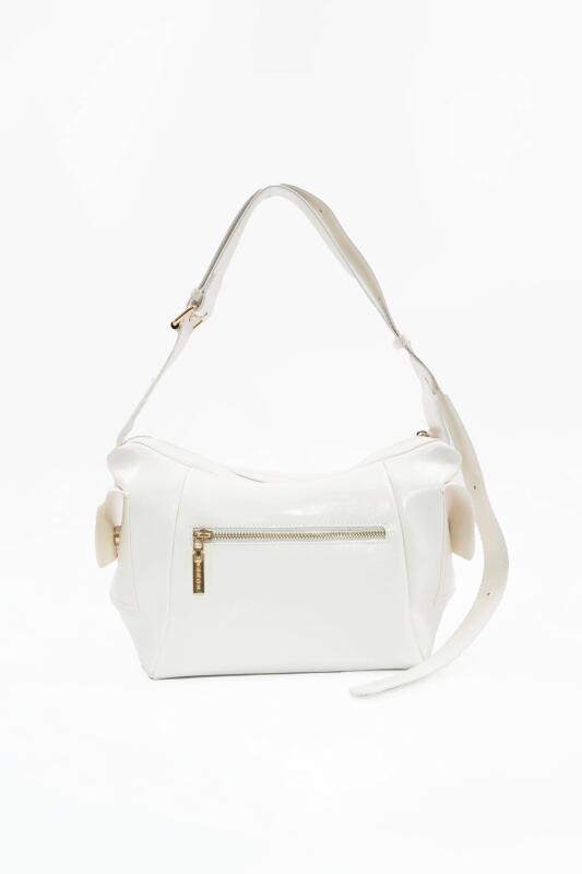 Martina Beyaz Kırışık Mat Rugan Kadın Omuz Ve Çapraz Çantası - 5